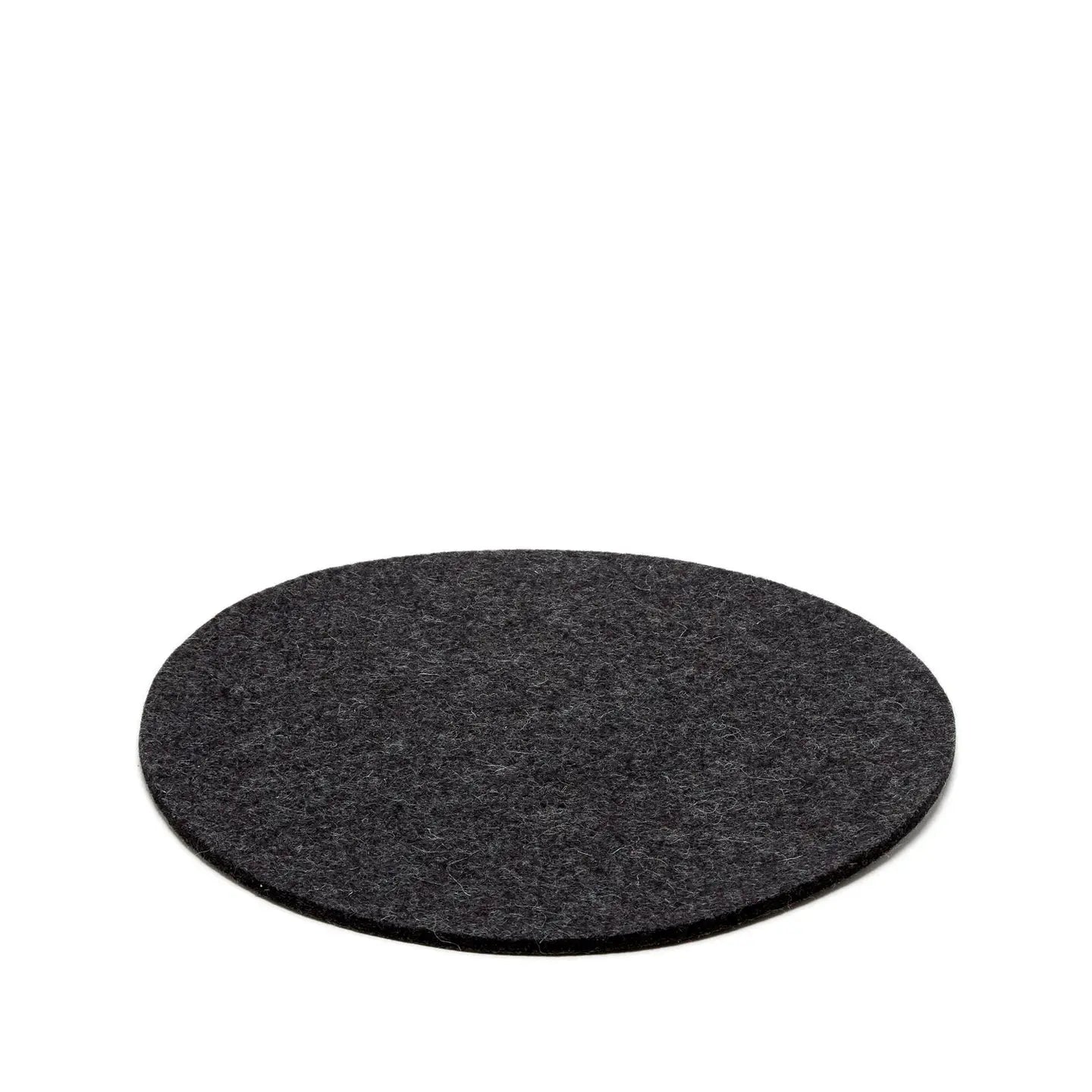 Graf Lantz Merino Wool Round Trivet in Charcoal on a white background