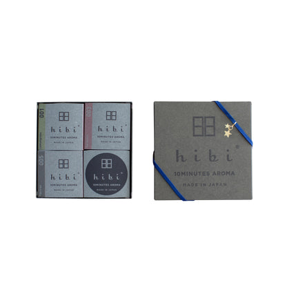 hibi Herbal Fragrances gift box, includes Tea Tree, Geranium, and Lemongrass