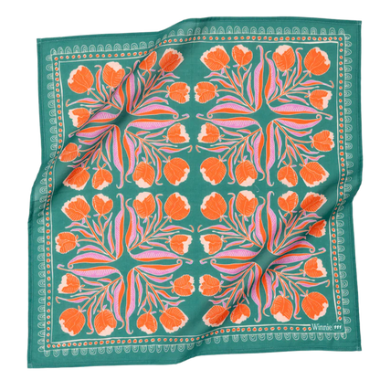 Handker Bandanas Original Bandana 22" in No. 111 Winnie print, flat lay