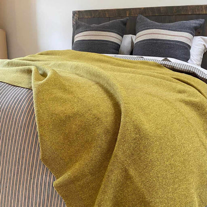 Wool Knit Throw in Mustard, by Hawkins New York