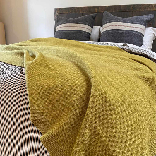 Wool Knit Throw in Mustard, by Hawkins New York