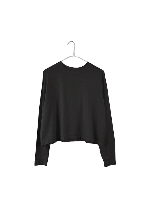 Long Sleeve Boxy Tee in Black