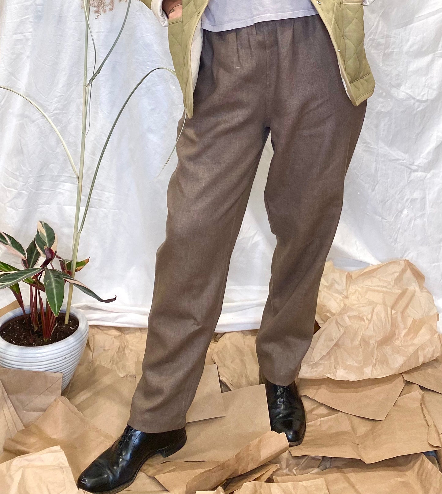 Seek Shelter Marie Pant in Mud handmade in vancouver  canada