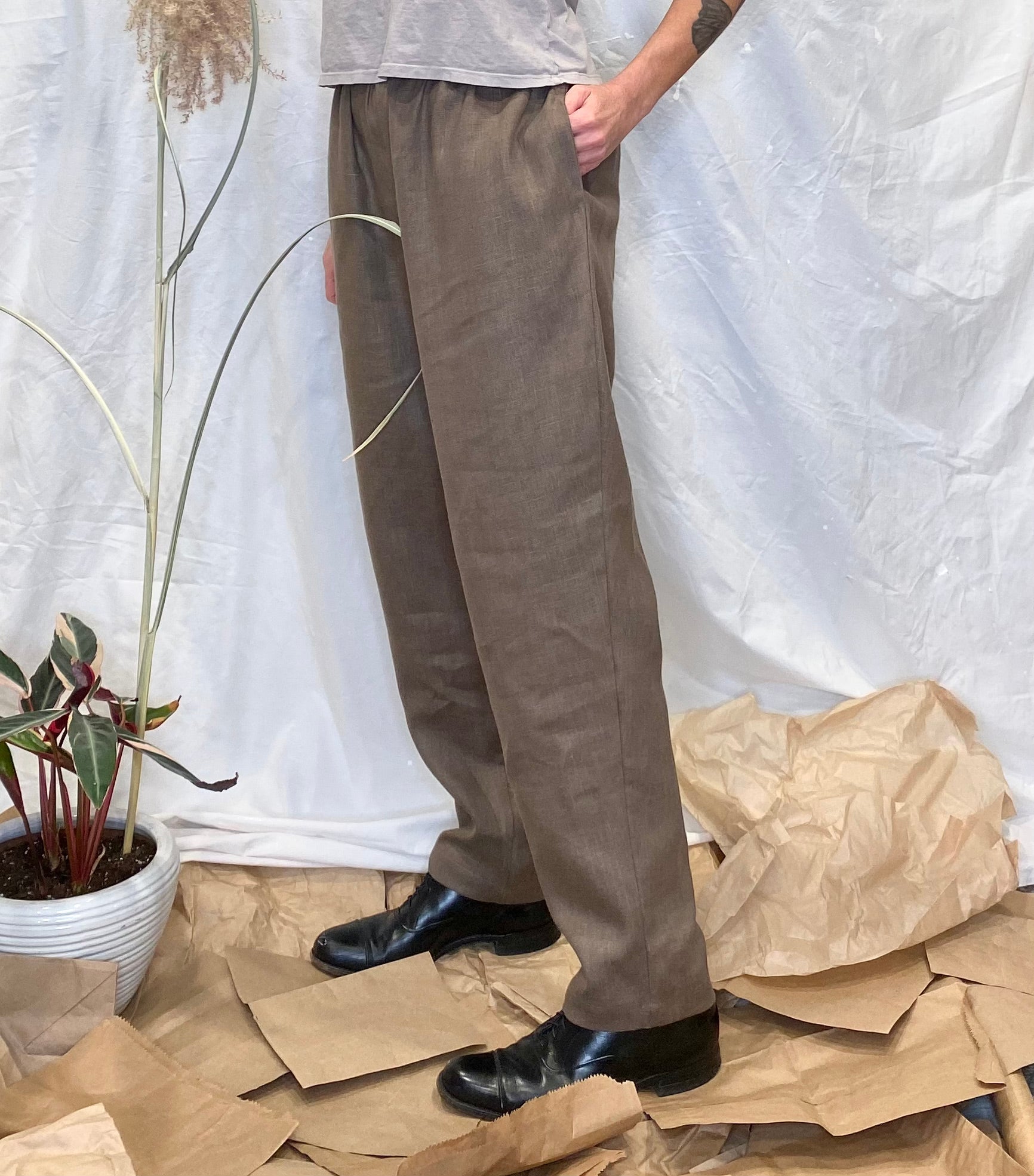 Seek Shelter Marie Pant in Mud handmade in vancouver  canada
