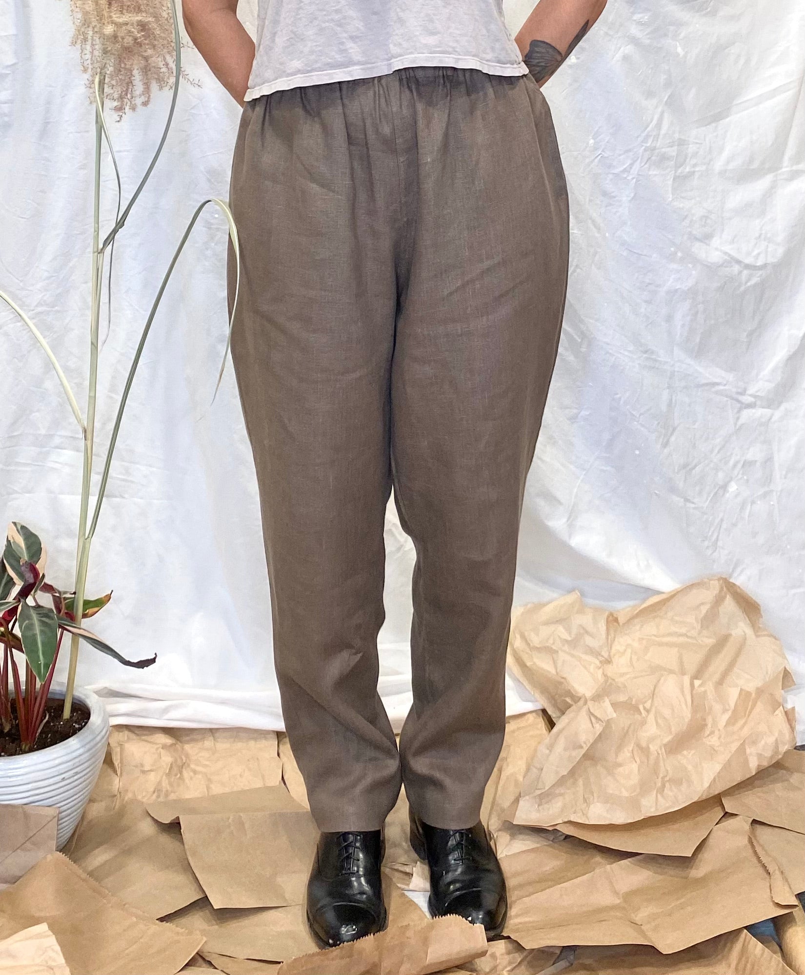 Seek Shelter Marie Pant in Mud handmade in vancouver  canada