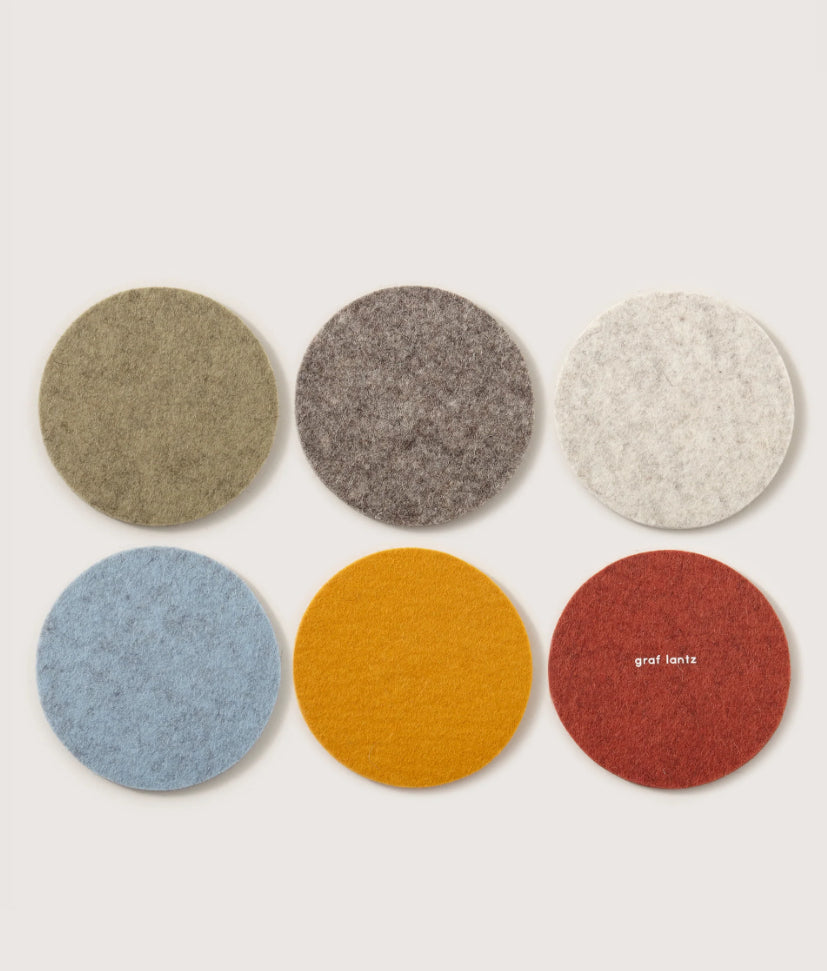 Graf Lantz |Merino Round Coaster | Multi 6pc Desert Sun