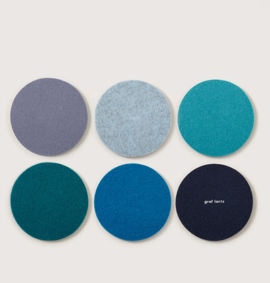 Graf Lantz | Merino Round Coaster | Multi 6pc Ocean