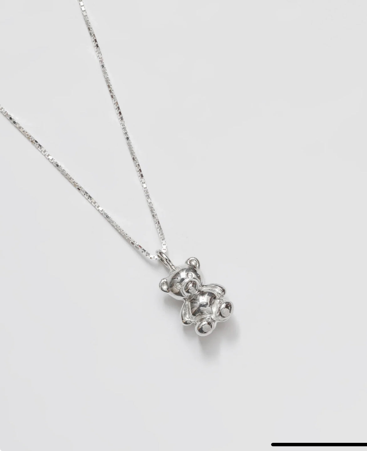 Teddy Charm Necklace in Sterling Silver