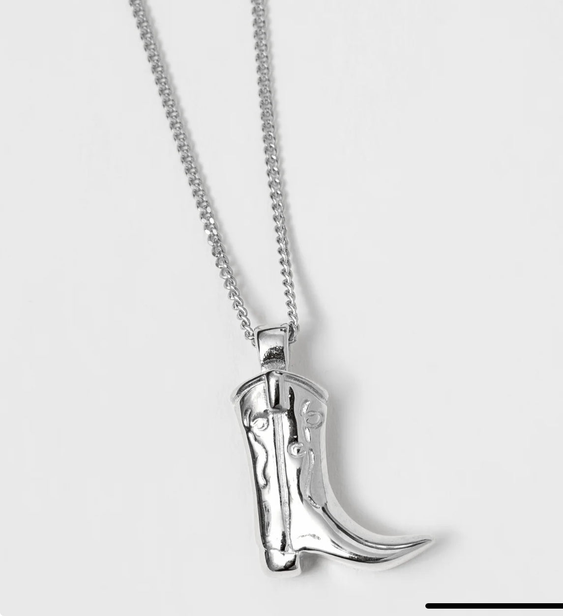 Cowboy Boot Charm Necklace in Sterling Silver