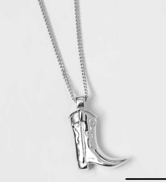 Cowboy Boot Charm Necklace in Sterling Silver