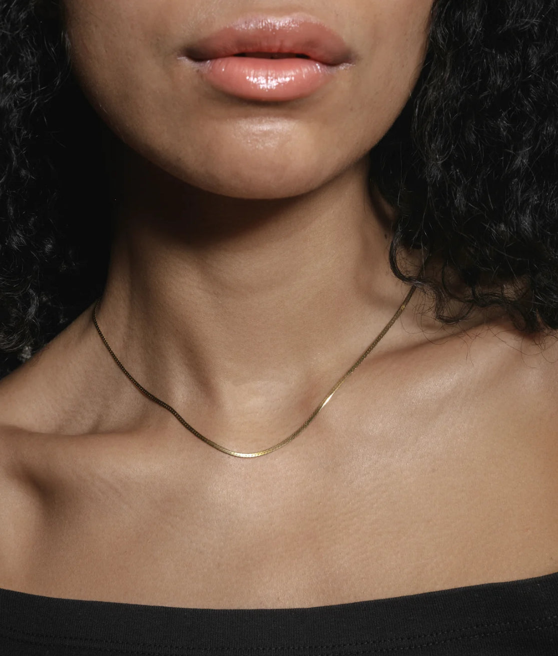 Herringbone Chain Necklace in Gold