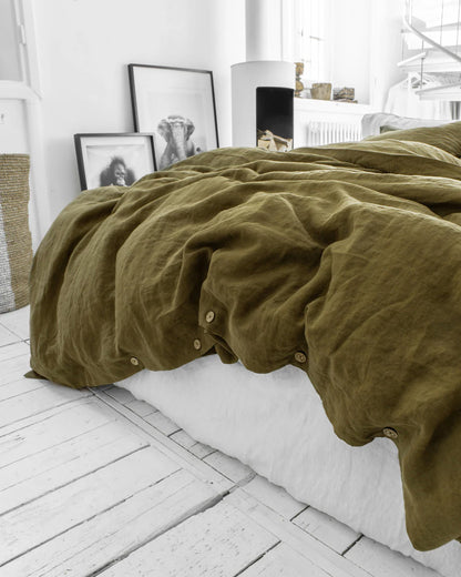 Linen Duvet Cover | Queen | Olive Green