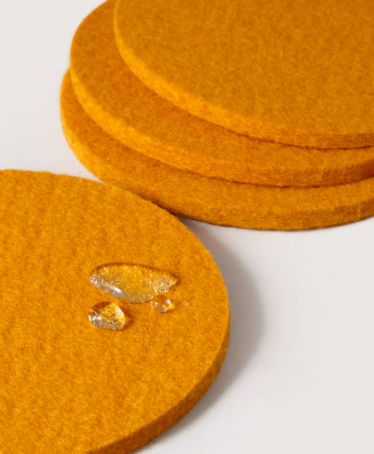 Bierfilzl Merino Round Coaster | Solid 4pc | Turmeric