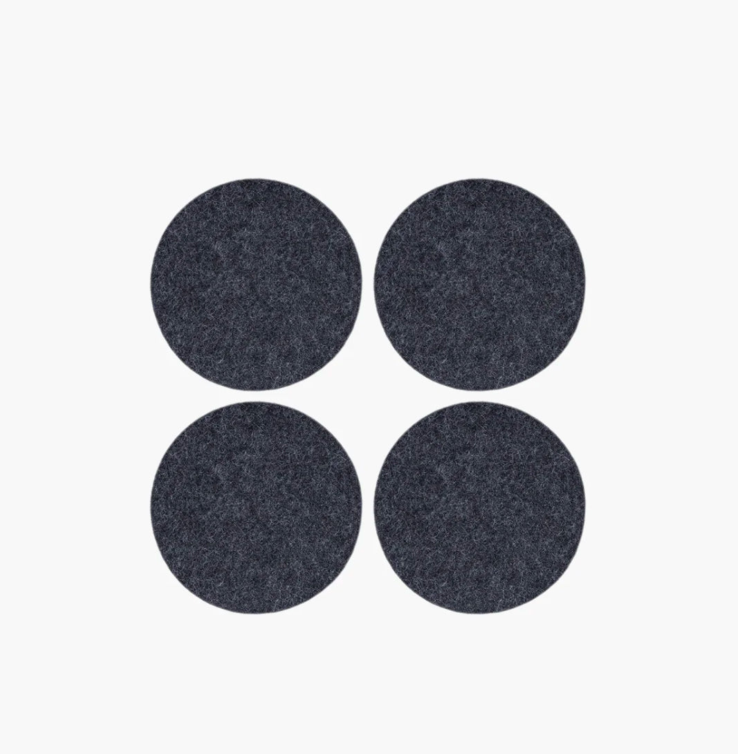 Bierfilzl Merino Round Coaster | Solid 4pc | Charcoal