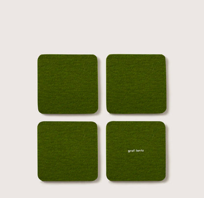 Bierfilzl Merino Square Coaster | Solid 4pc | Loden Green