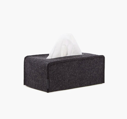 Merino Wool Large Tissue Box Cover | Charcoal Black