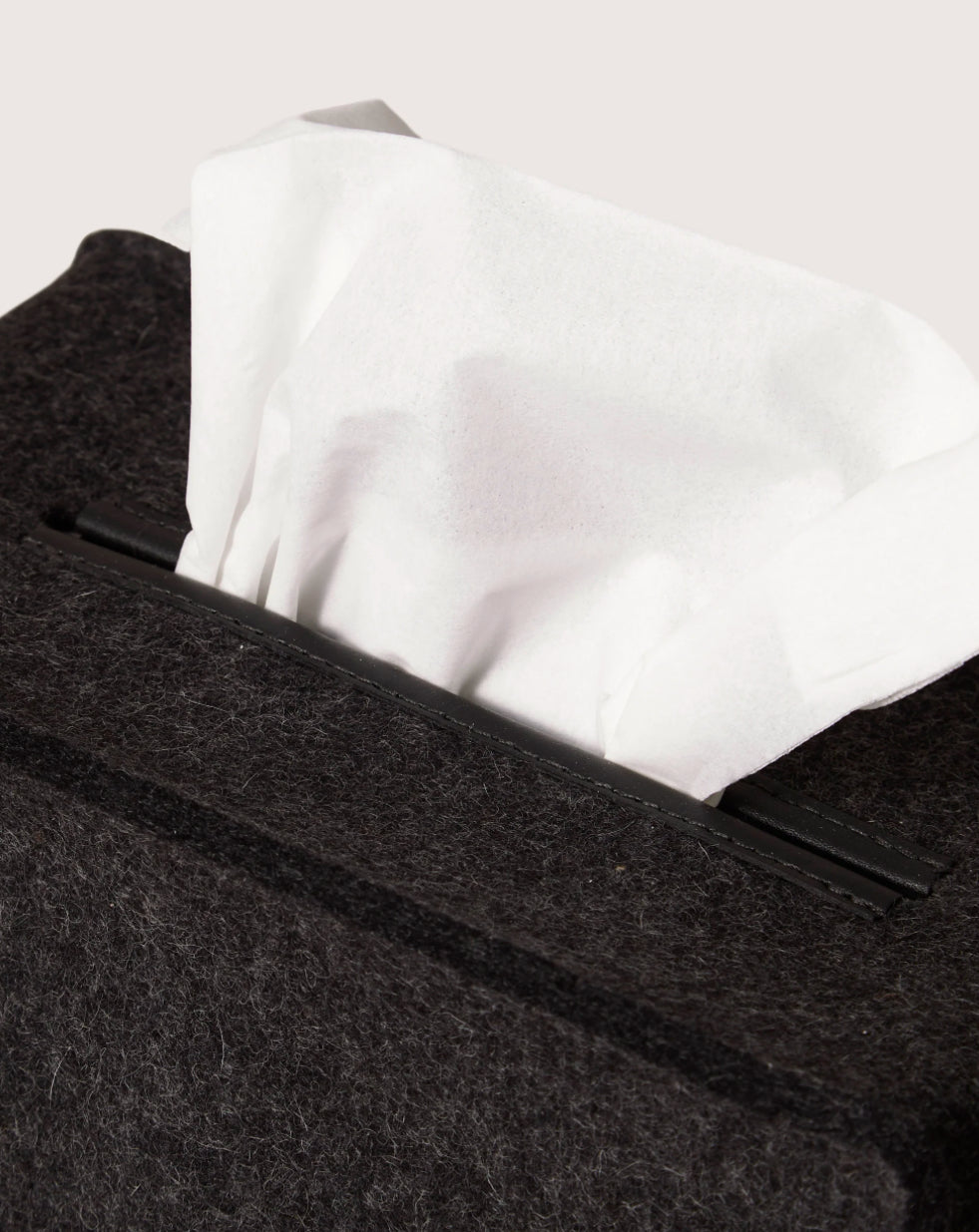 Merino Wool Large Tissue Box Cover | Charcoal Black