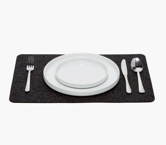 Merino Wool Rectangle Placemats | Charcoal