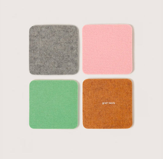 Bierfilzl Merino Square Coaster | Multi 4pc | Chic