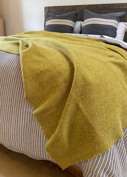 Wool Knit Throw Blanket | Mustard