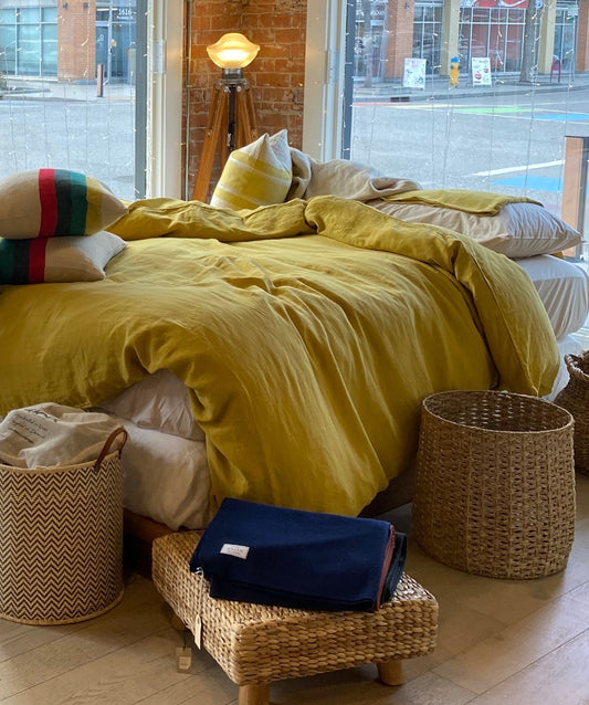 Linen Duvet Cover | Mustard | Queen