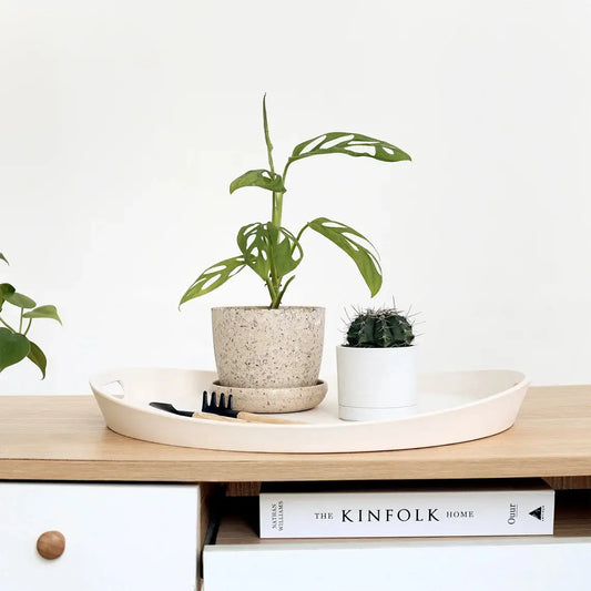 Kanso | Bamboo Fibre Decor Tray with Handles | White | 18.5"