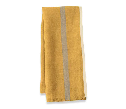 Caravan Laundered Linen Mustard/Grey Tea Towel