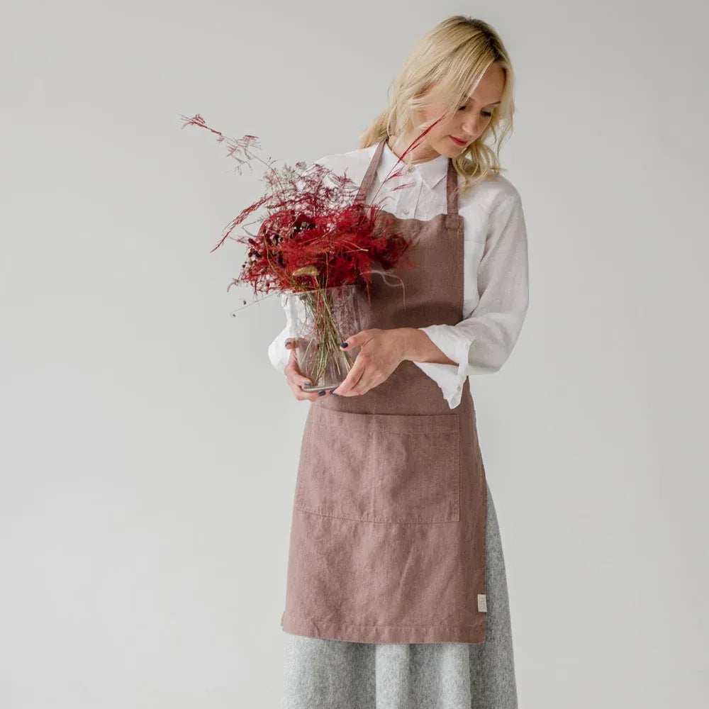 Linen Tales daily linen apron in rose
