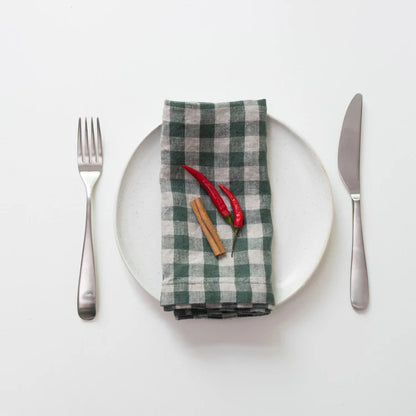 Linen Tales linen napkin in green gingham