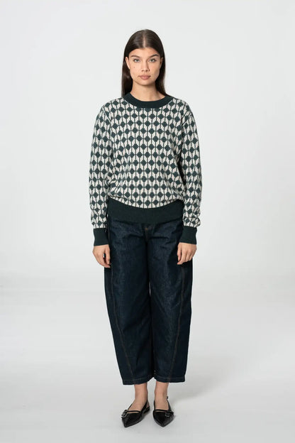 Merino Dhaka Sweater in Dragonfly Green