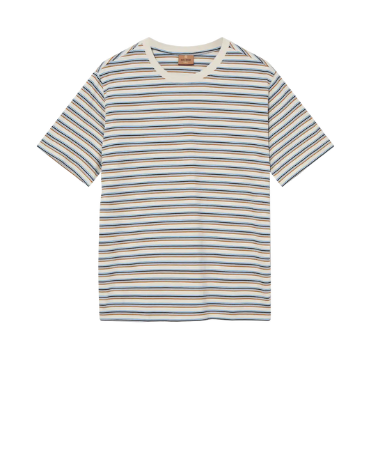 Diaz Stripe O-Neck Short Sleeve Tee in Ecru