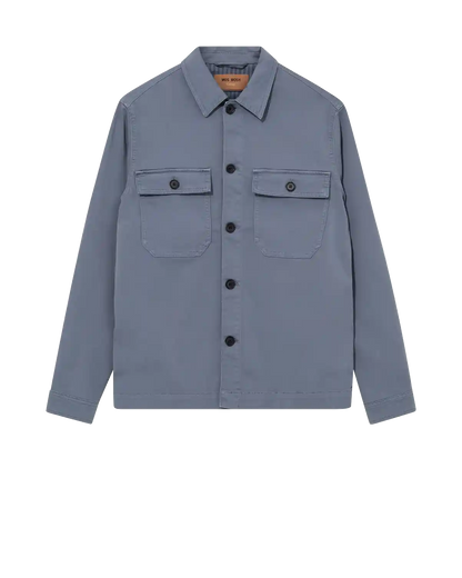 Mos Mosh Gallery Matteo Soft Overshirt in Flint Stone – front view – available at Textile Apparel Kelowna