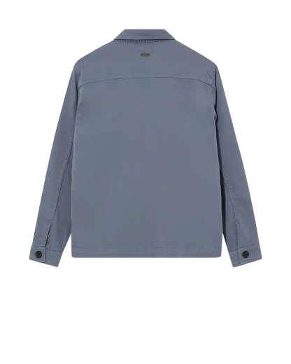 Mos Mosh Gallery Matteo Soft Overshirt in Flint Stone – back flatlay view – shop in Kelowna at Textile Apparel