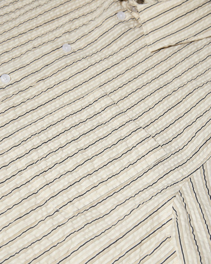 MOS MOSH Gallery Marlon Stripe Shirt Seneca Rock – men's cotton shirt, Canada close-up view of collar and striped pattern