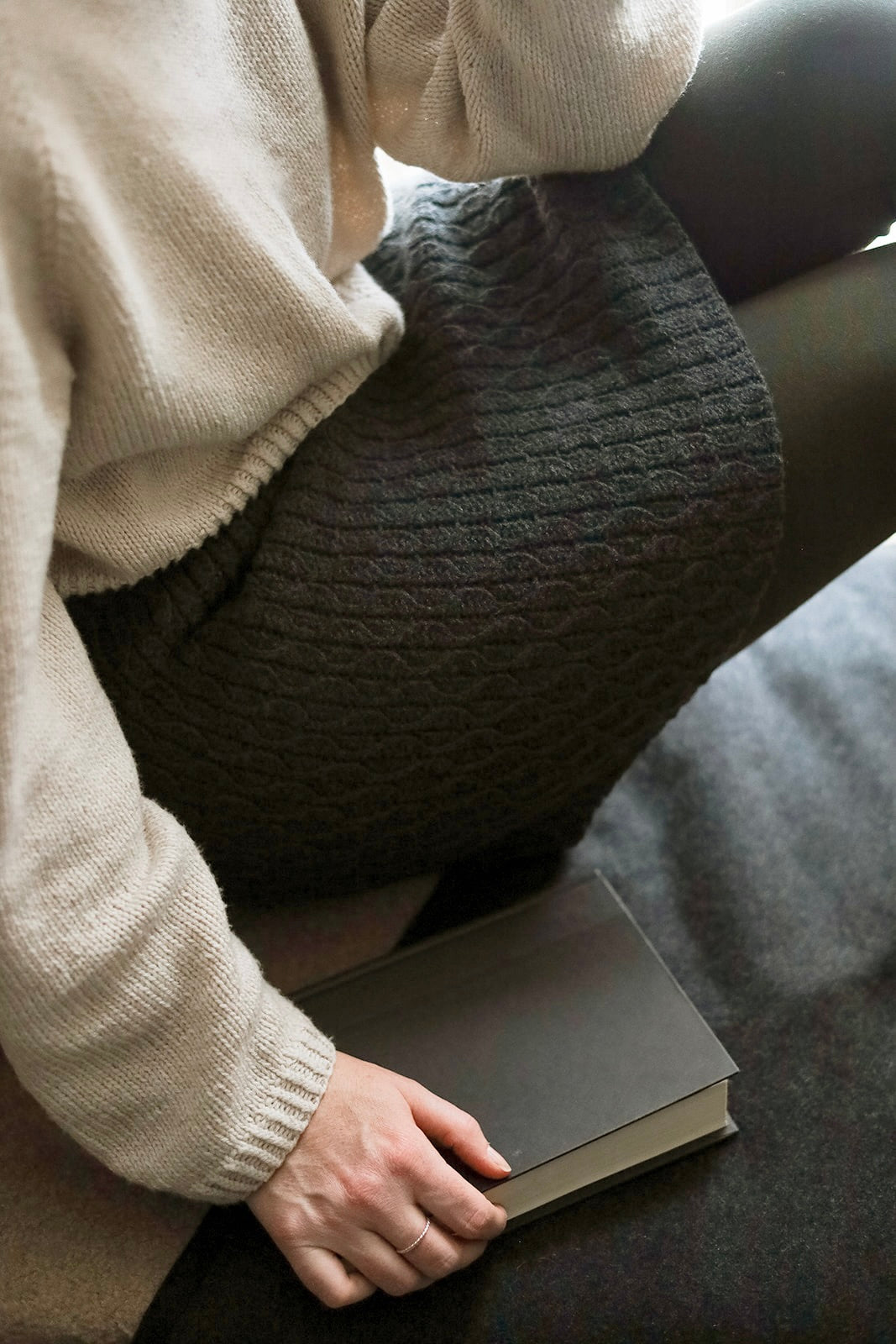 Dinadi - Fall 23/24 - Merino Handcrochet Skirt in Charcoal Grey