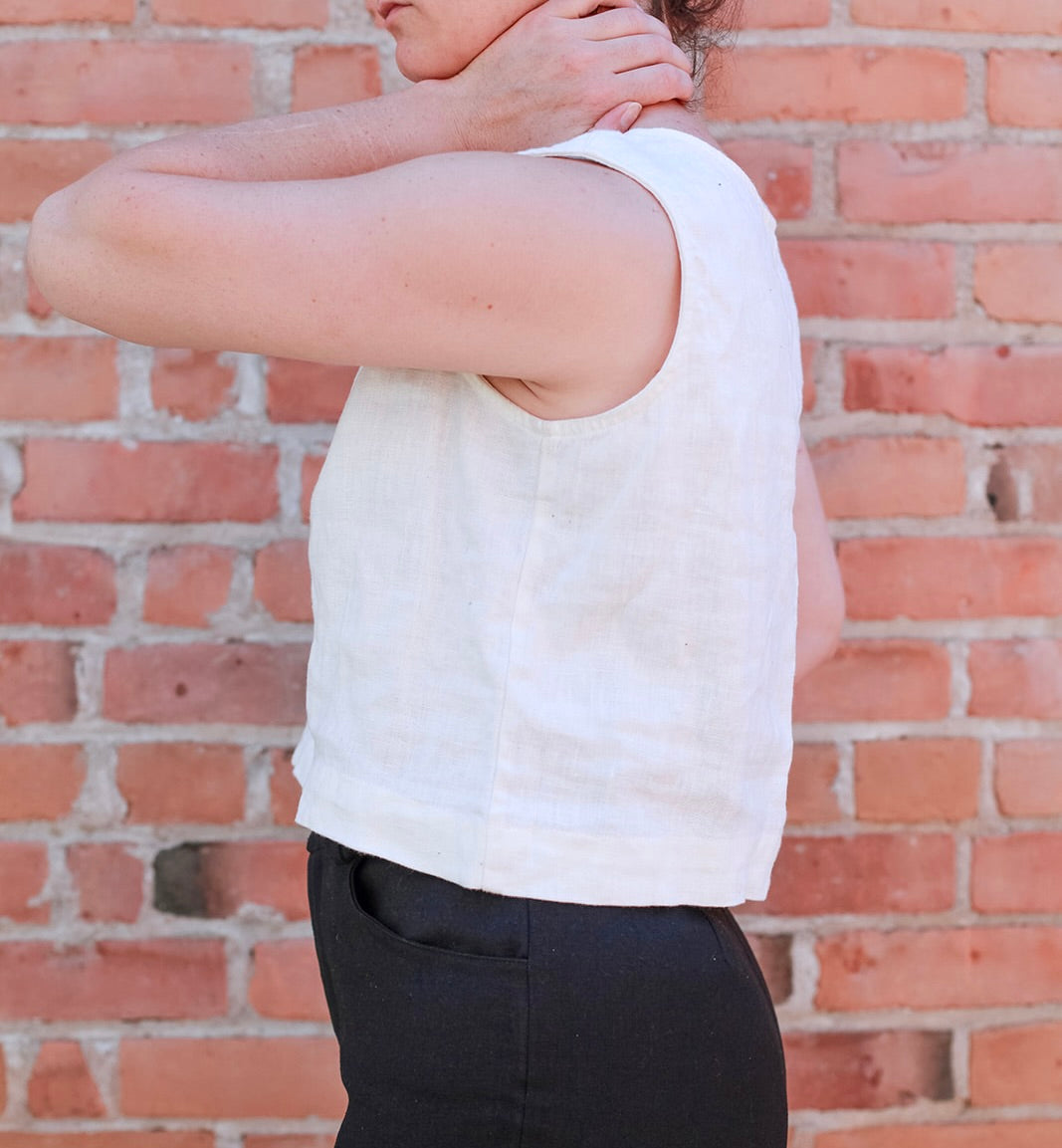 Lou Crop Tank in White