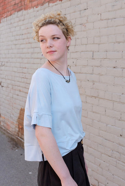 Aragon Crop Top in Foam Blue