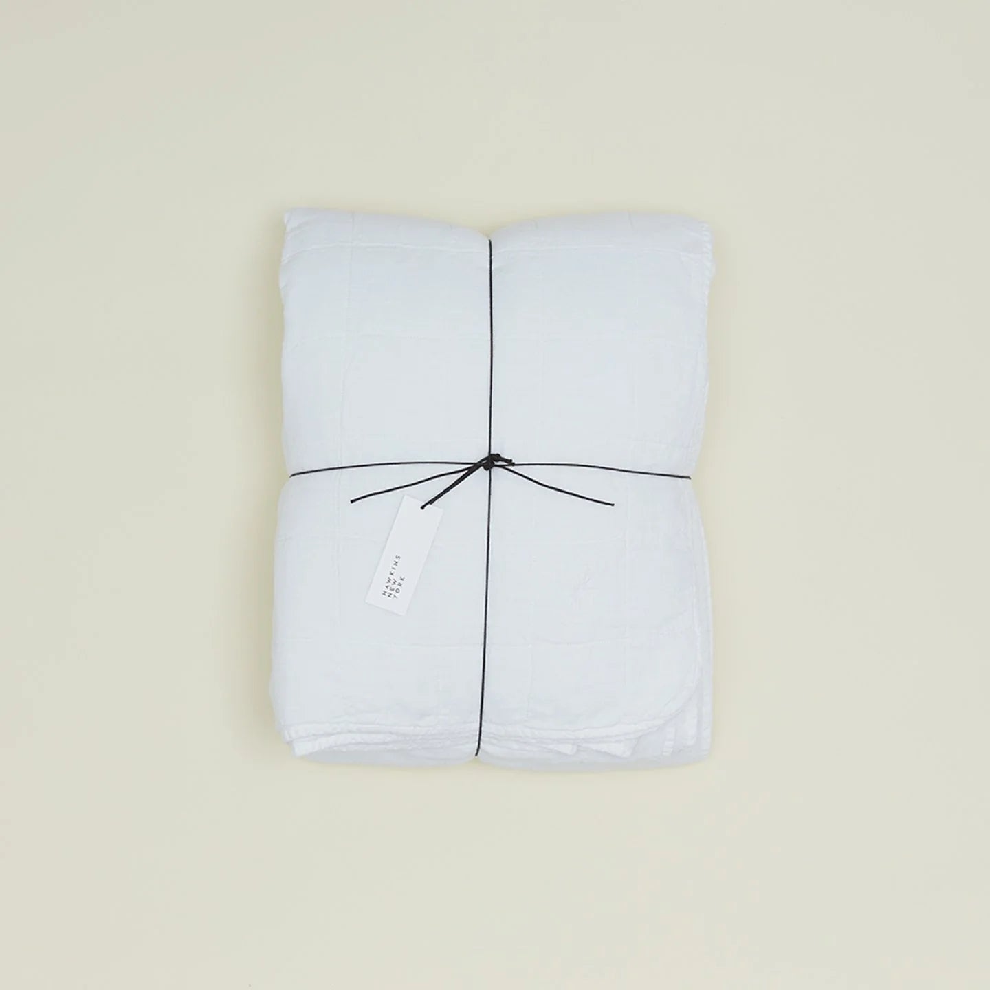 Simple Linen Quilted Throw | White