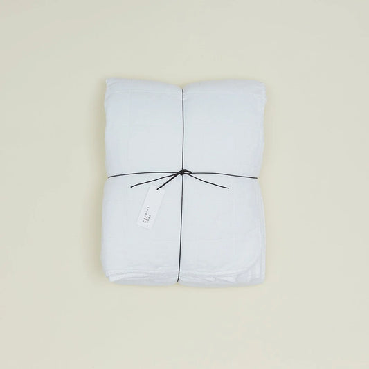Simple Linen Quilted Throw | White