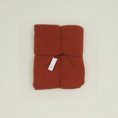 Simple Linen Quilted Throw | Queen | Rust