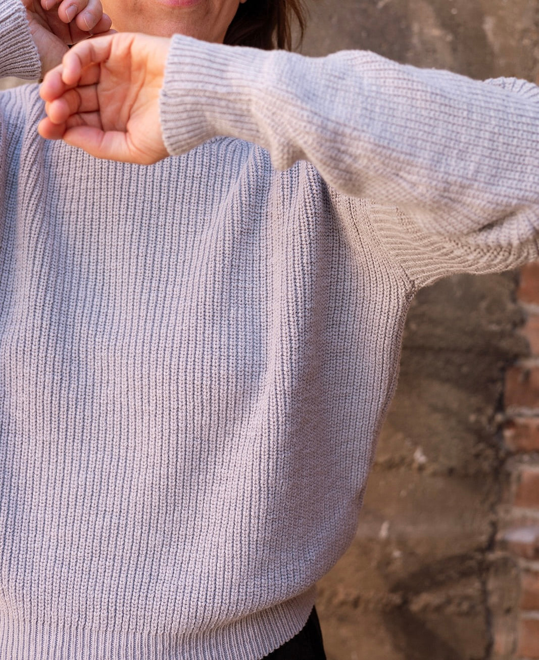 SS24 - It is Well L.A - Pull On Sweater in Heather Blue - on model  - close-up front 2