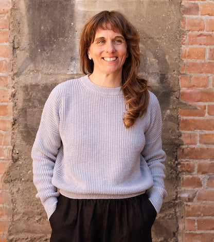 SS24 - It is Well L.A - Pull On Sweater in Heather Blue - on model  front 1
