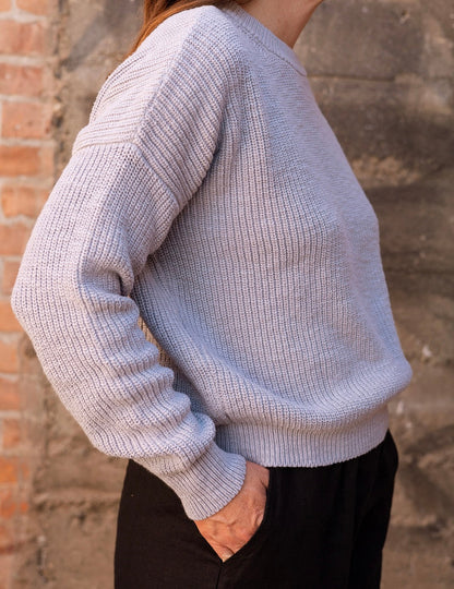 SS24 - It is Well L.A - Pull On Sweater in Heather Blue - on model  side 4