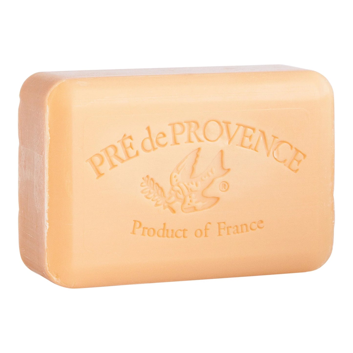 Bar of soap with 'Pre de Provence' branding on a white background