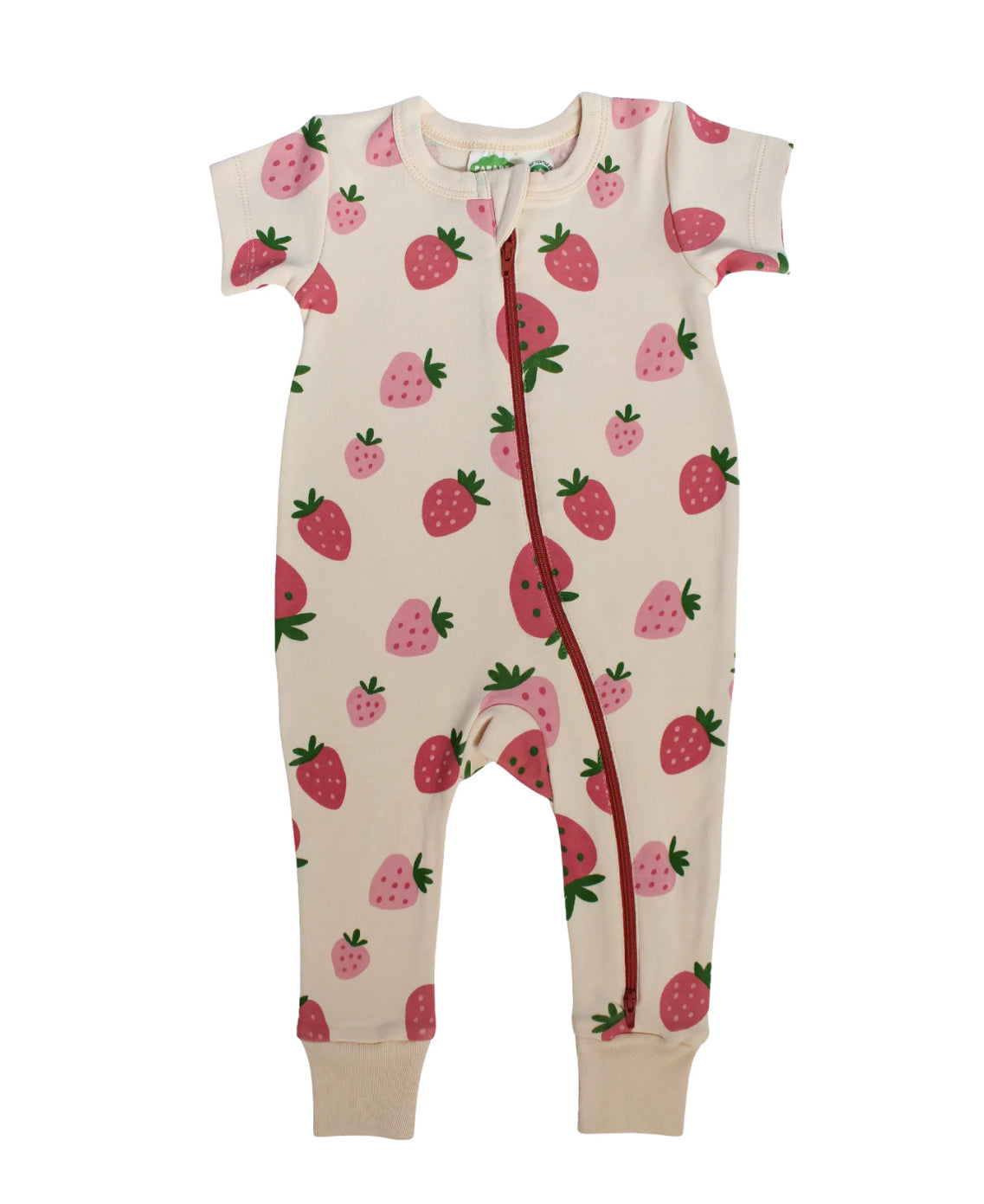 SS25 - 2Way Zip | S/S Romper in Strawberries - Parade Organic 