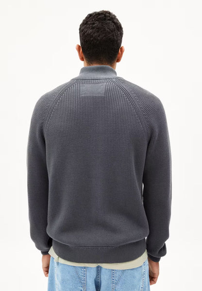 SS25 - ARMEDANGELS - Aartyom Knit Sweater in Space Steel - back 2 