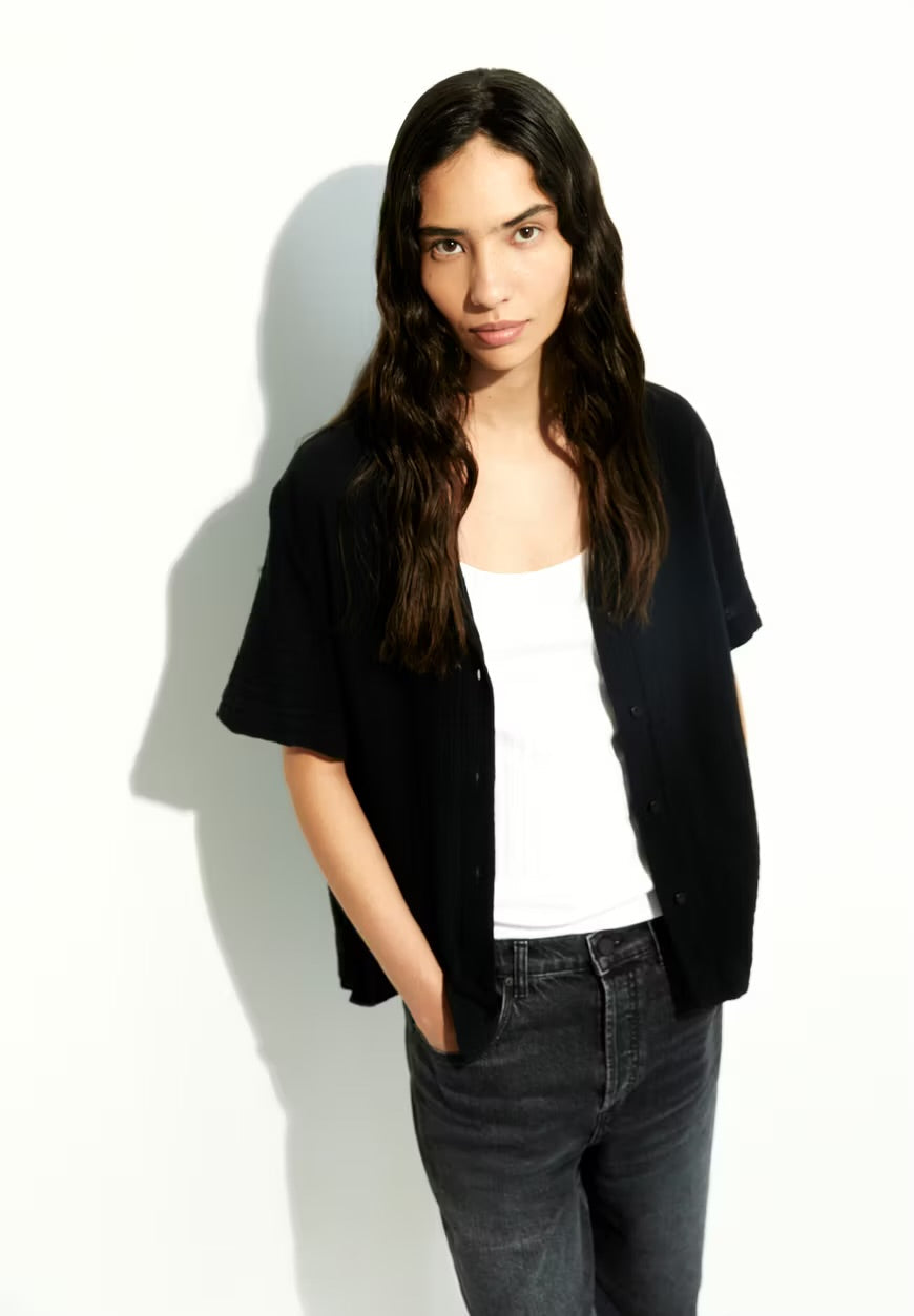 SS25 - ARMEDANGELS - Maaite Musselin Blouse in Black - front open 3 