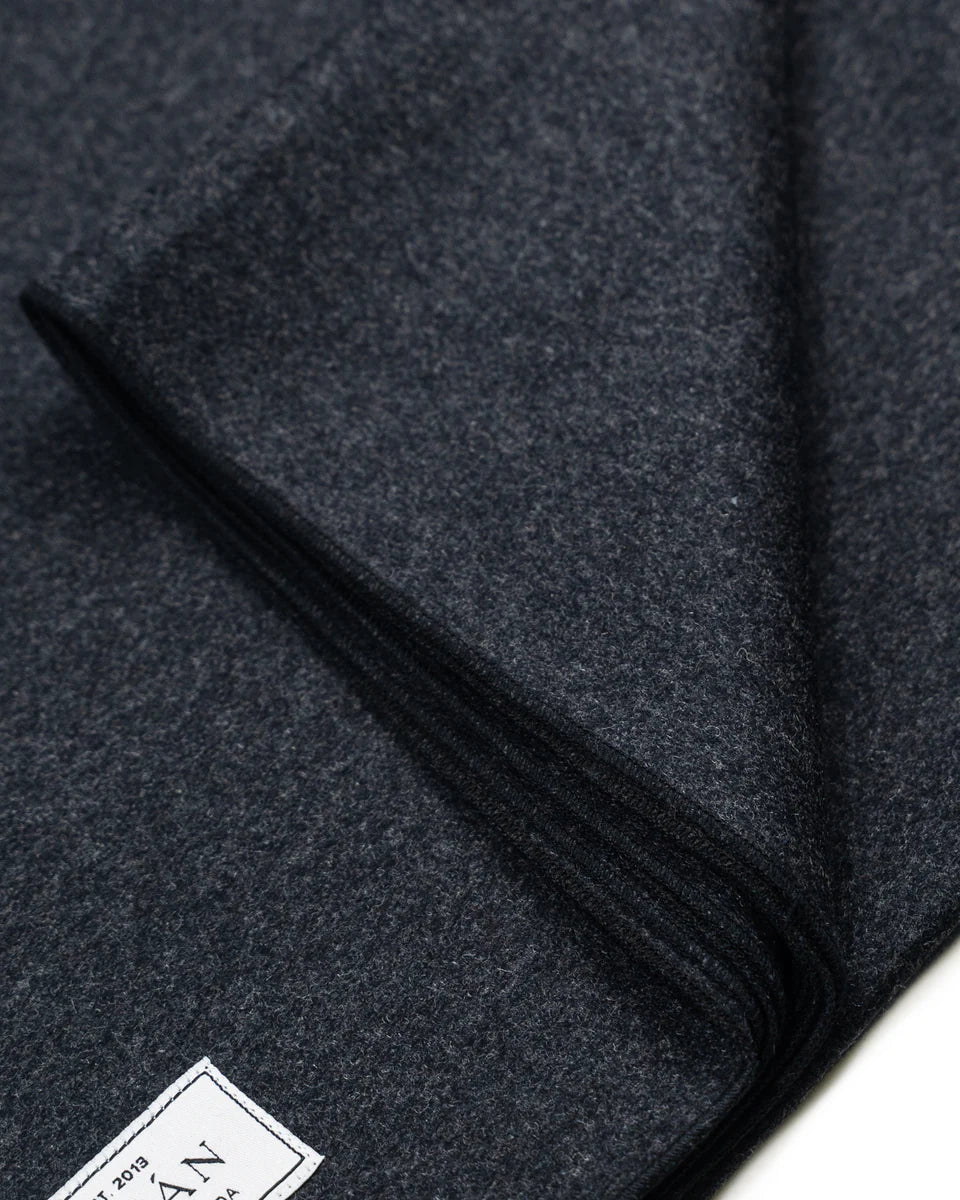 SS25 - Anián - The Melton Wool Blanket in Charcoal - front close up 