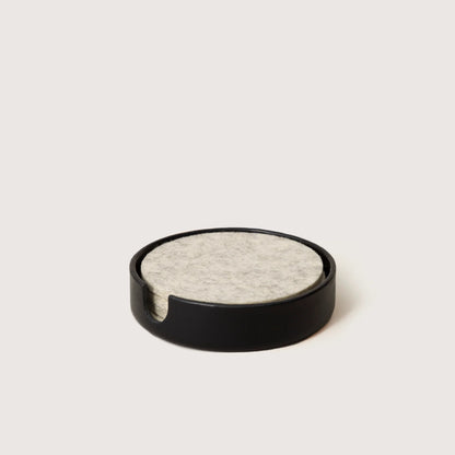 Kobon Leather Round Tray | Black