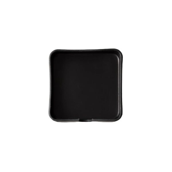 Black square tray on a white background